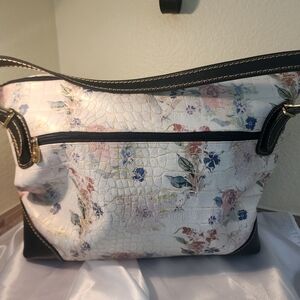 Marino Orlandi  Flower Croc Embossed Leather Hobo Style Handbag - Made in Italy